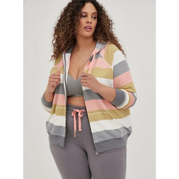Torrid Super Soft Fleece Colorful Stripe Full Zip Jacket 2 - Picture 1 of 7